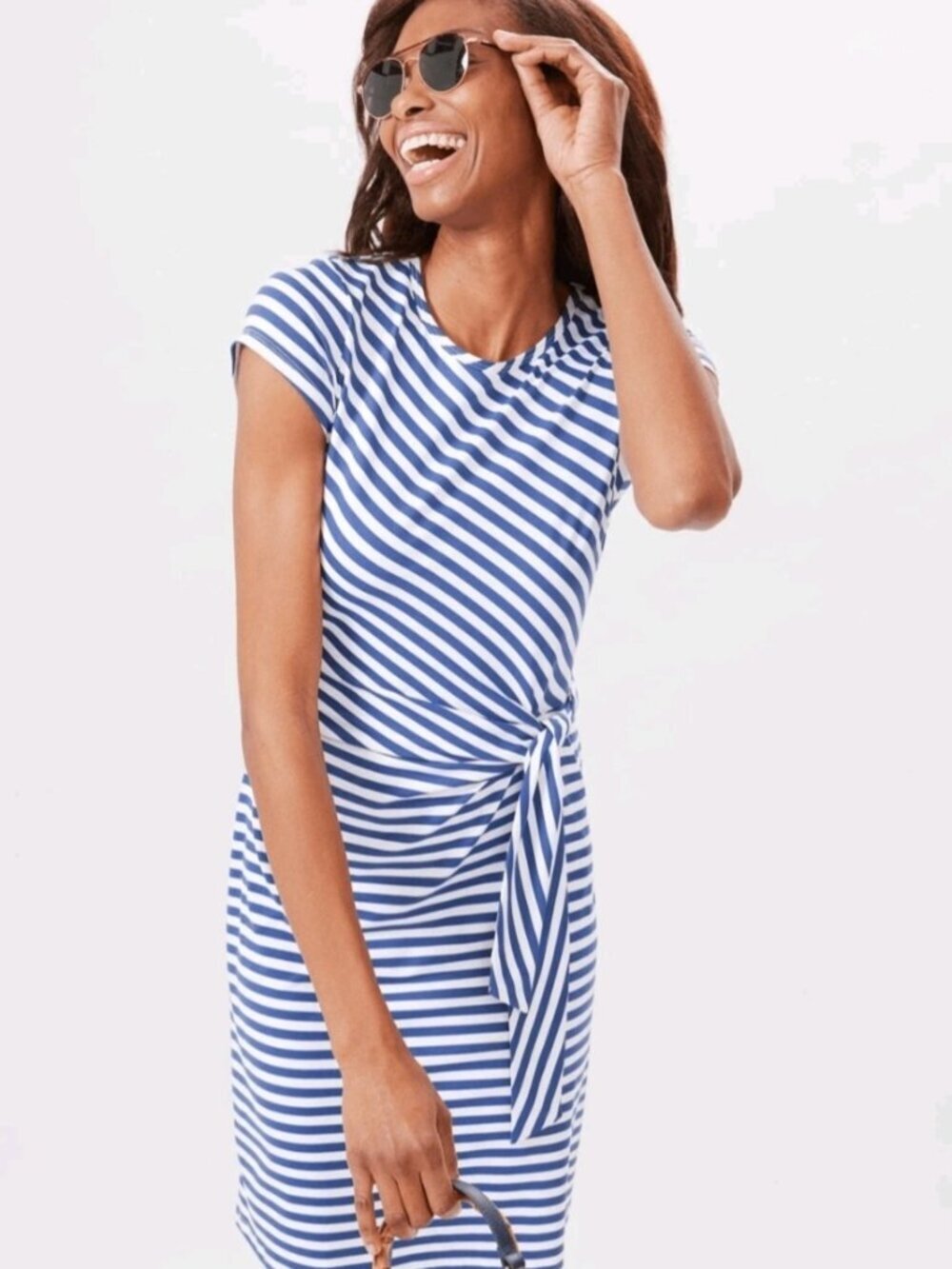 J. McLaughlin Elora Dress Women’s XS Catalina Cloth Blue White Bangle Stripes